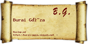 Burai Géza névjegykártya